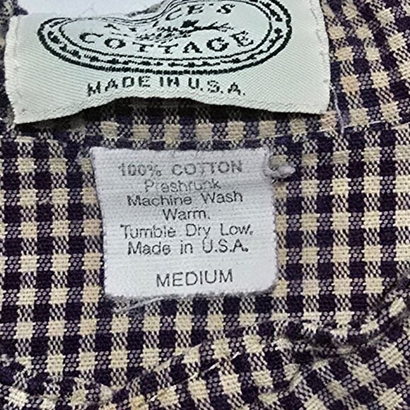 Vtg Alice's Cottage Made in USA Men's Prairie Shirt  - Blue Beige Plaid - Sz M* - Picture 3 of 4